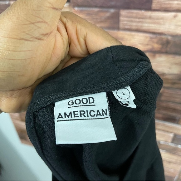 Good American Sweatshirt Black Open Back Pullover Stretch Cotton Modal Sz M New - Picture 5 of 6